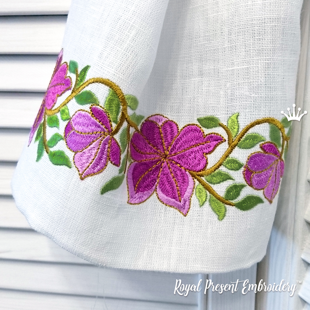 Romantic bohemian feel Machine Embroidery Design 2 sizes Royal