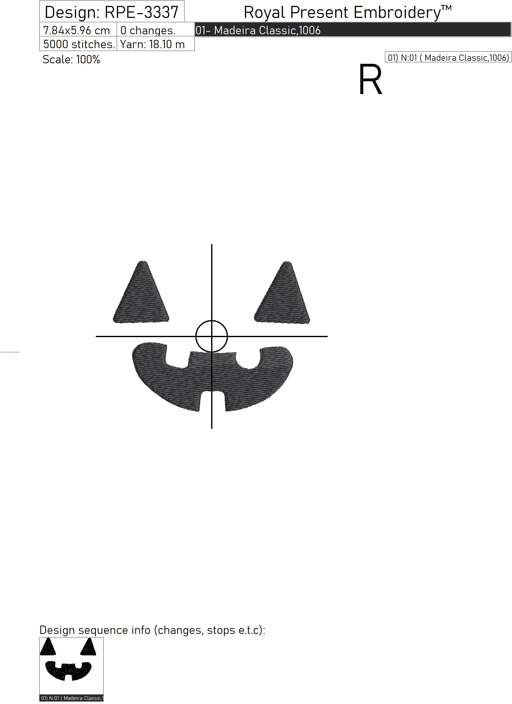 JackOLantern Face Machine embroidery design 2 sizes Royal Present