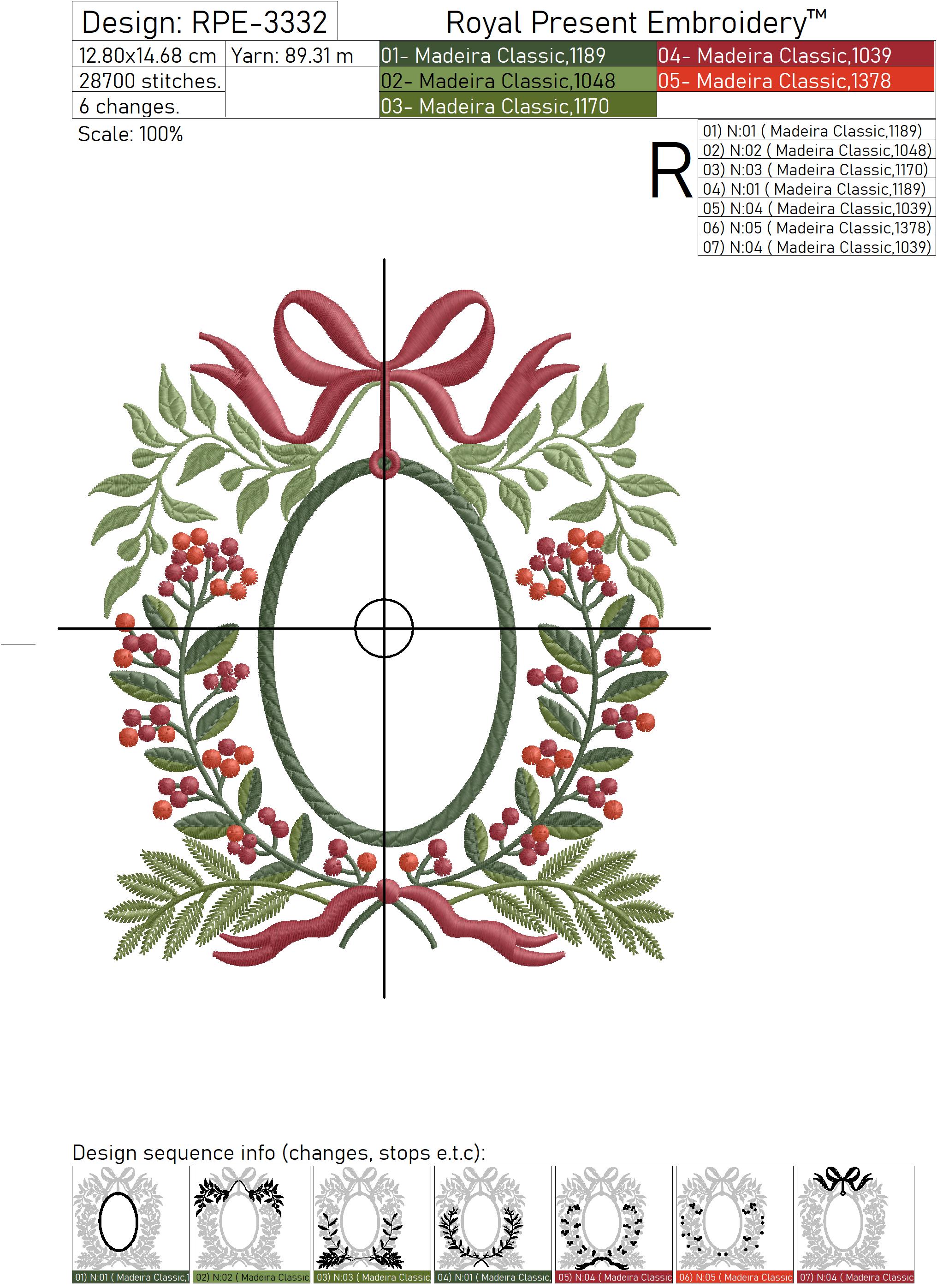 Christmas Monogram Frame Machine Embroidery Design 4 sizes Royal
