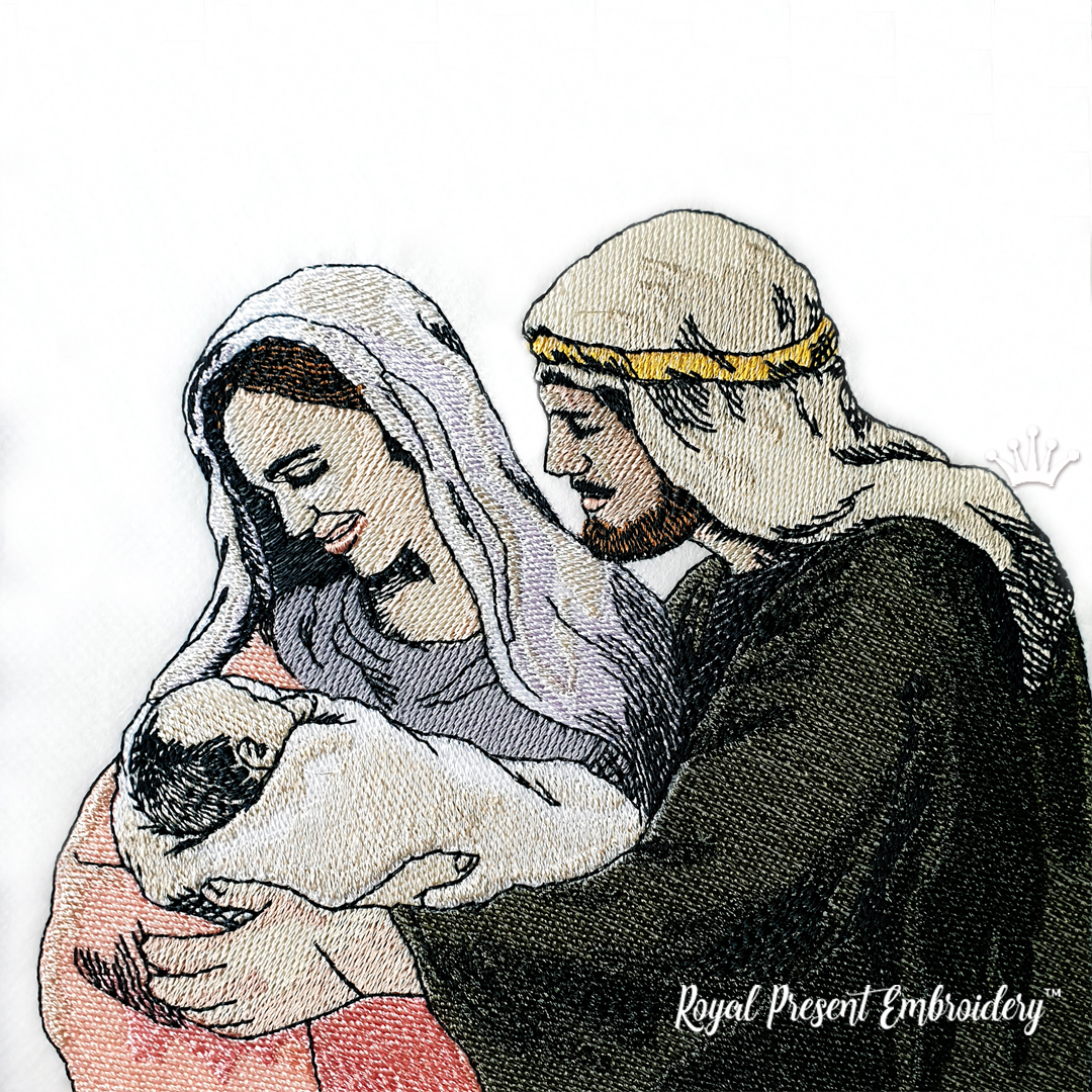 Christmas nativity scene of Joseph and Mary Machine Embroidery Design