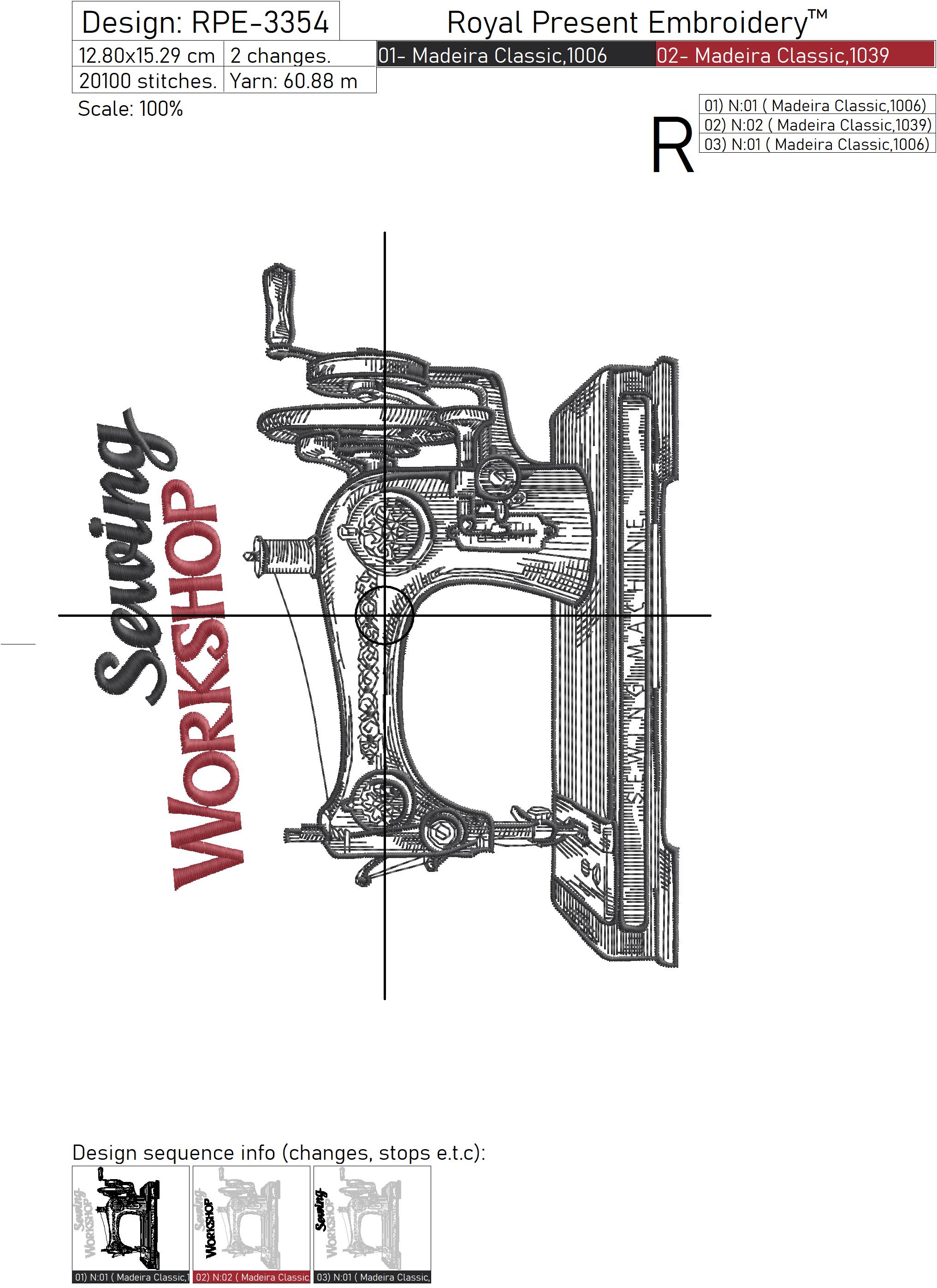 Vintage Sewing Machine Machine Embroidery Design 7 sizes Royal