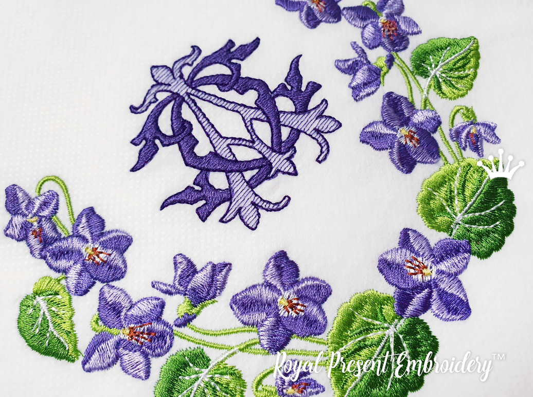 Violets Frame Machine Embroidery Design 3 sizes Royal Present