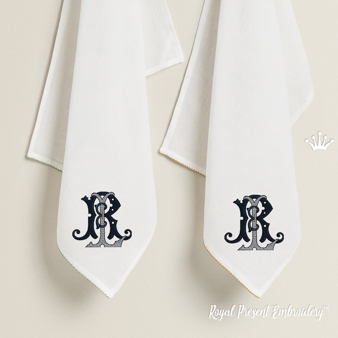 Monogram RLLR Machine Embroidery Design 2 sizes Royal Present