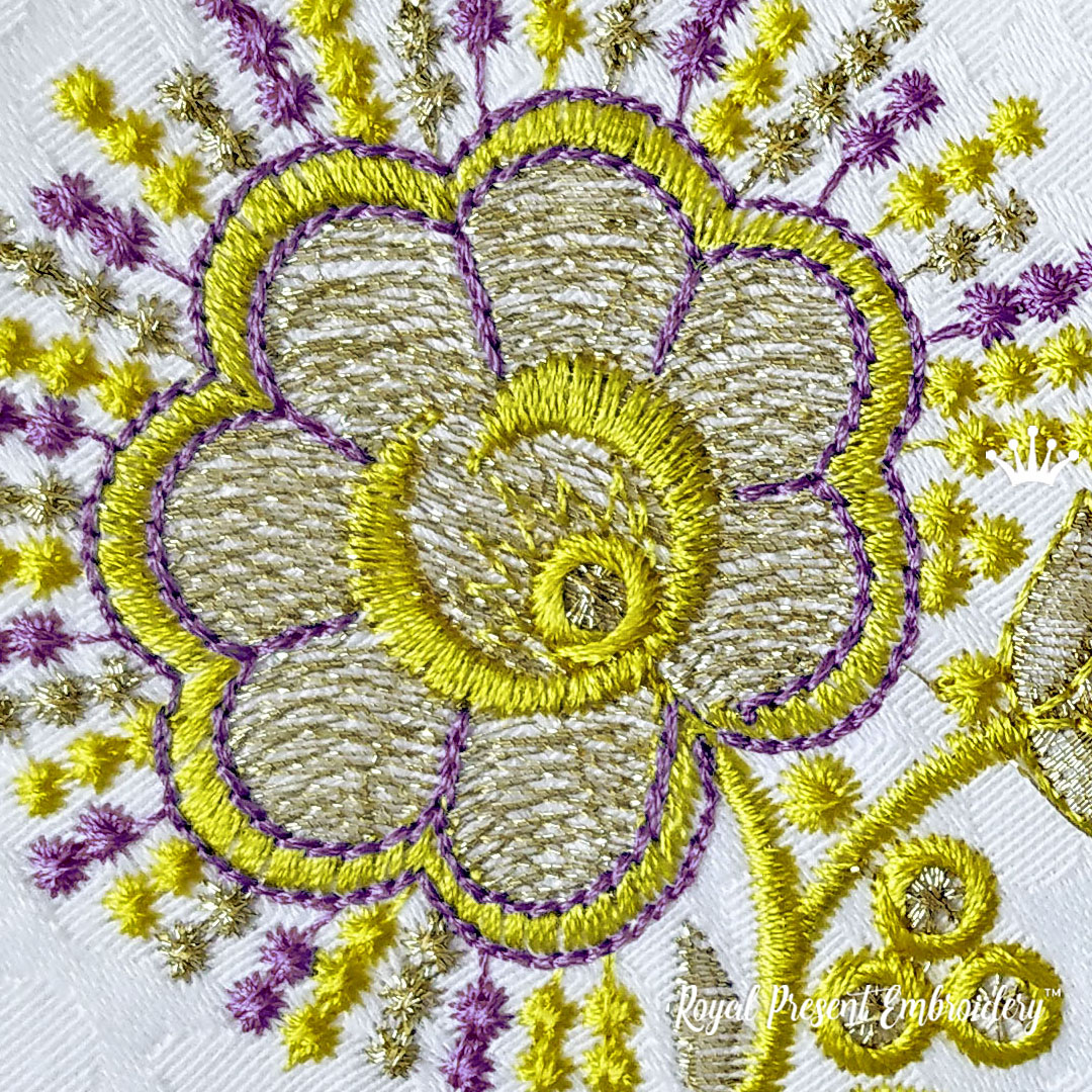 Amazing Gold Flower Free Machine Embroidery Design Royal Present