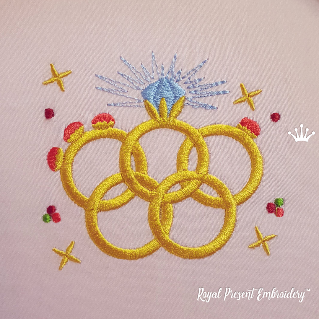 Five gold rings Machine embroidery design Royal Present Embroidery