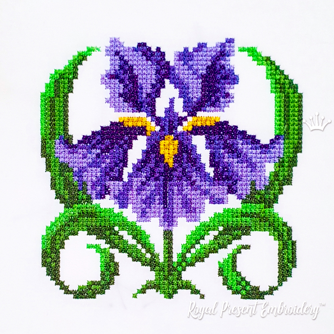 Iris FREE Crossstitch Machine Embroidery Design Royal Present Embroidery