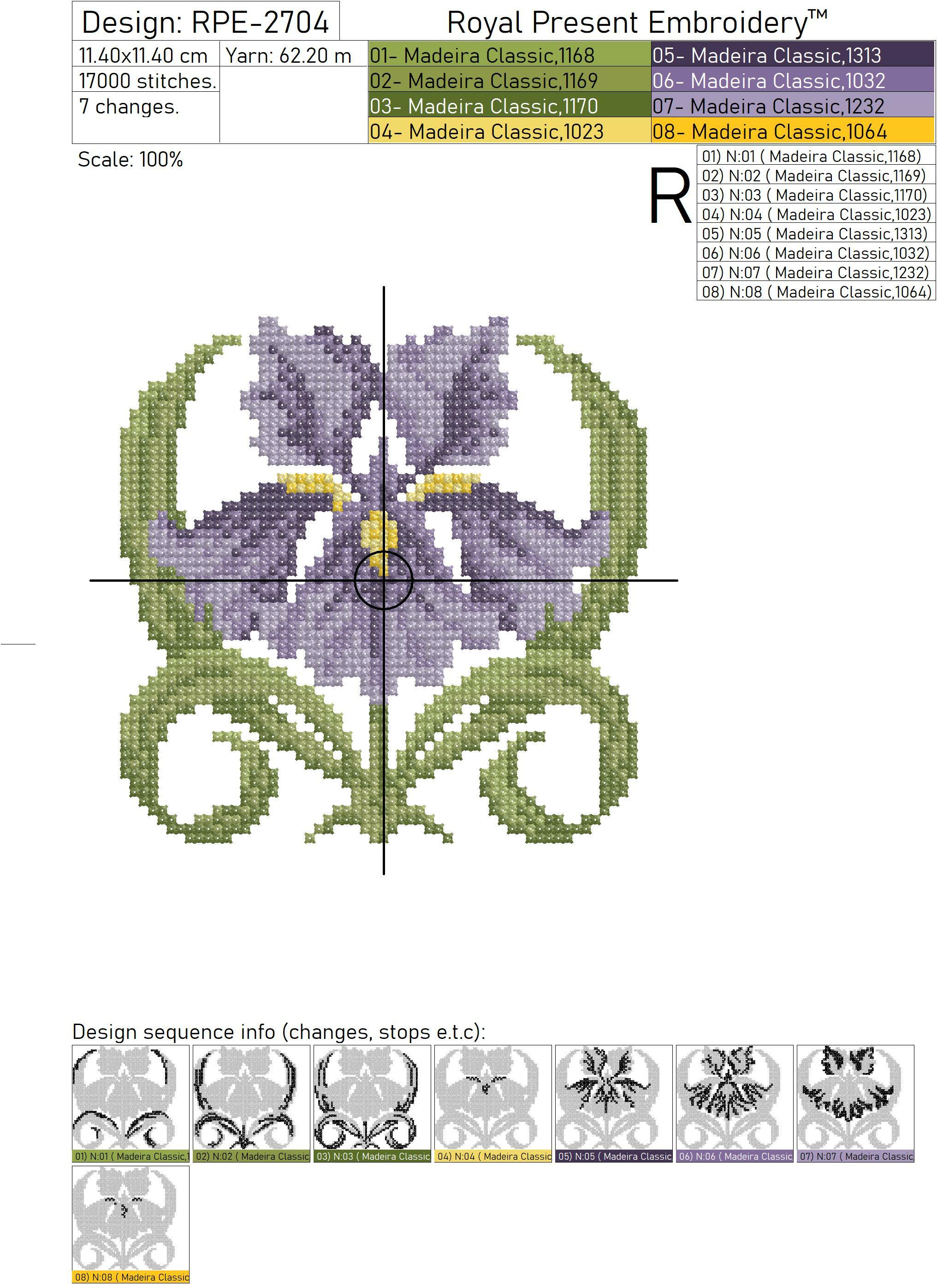 Iris FREE Crossstitch Machine Embroidery Design Royal Present Embroidery