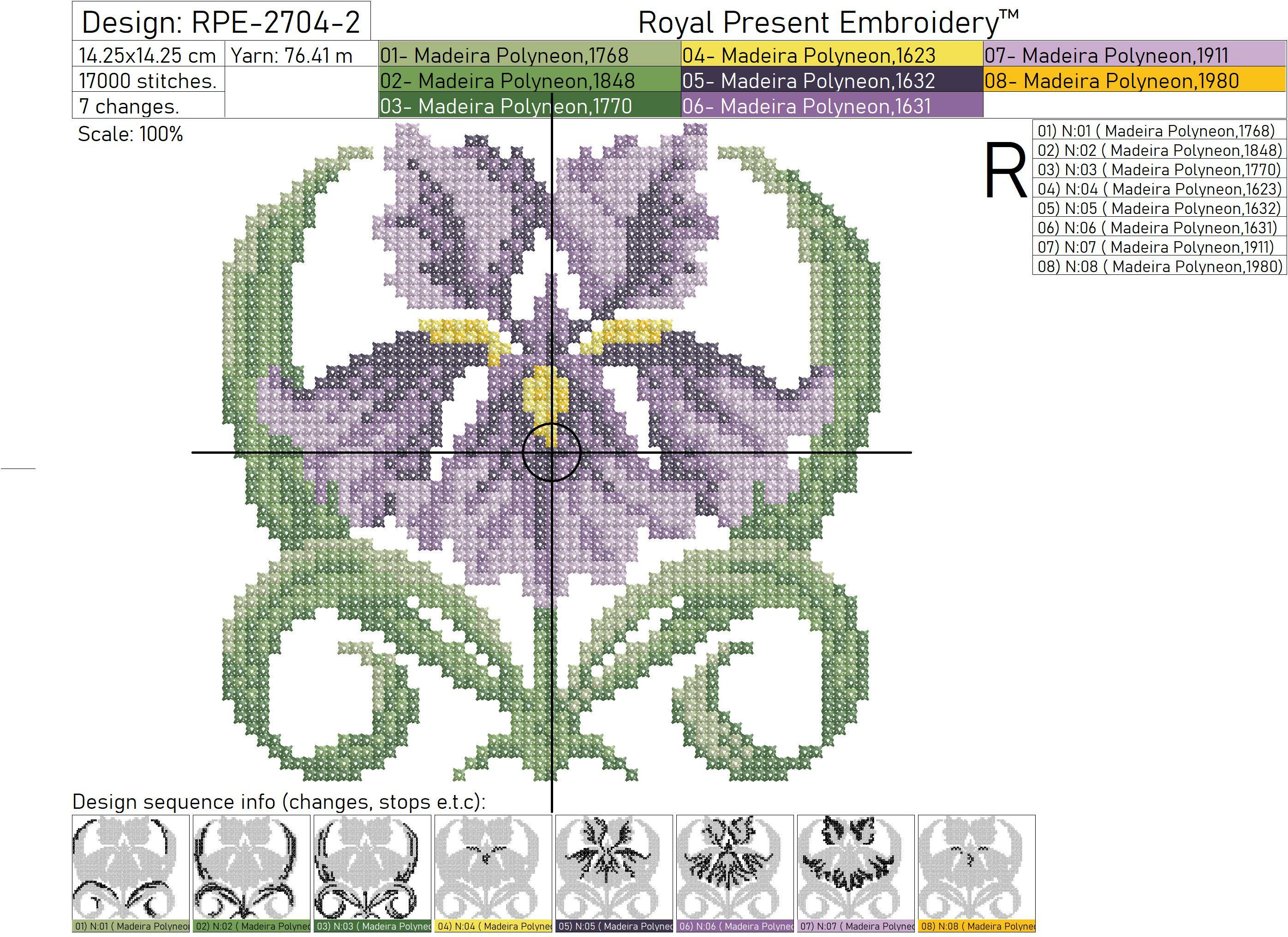 Iris FREE Crossstitch Machine Embroidery Design Royal Present Embroidery