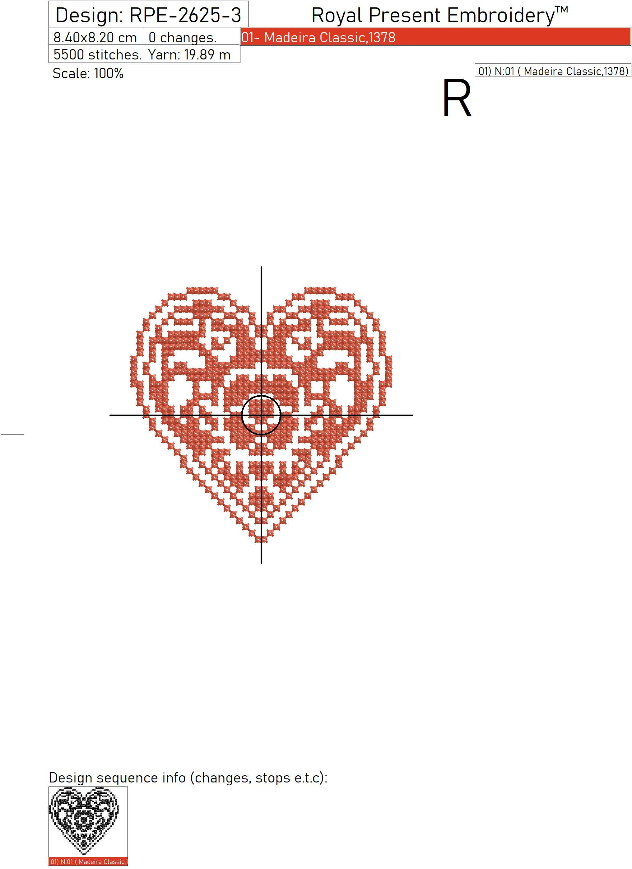 Heart free Cross Stitch Machine Embroidery Design Royal Present Embroidery
