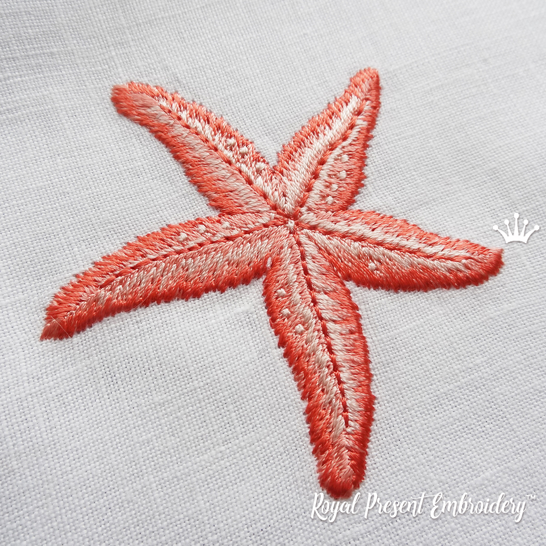 Red Starfish Machine Embroidery Design Royal Present Embroidery