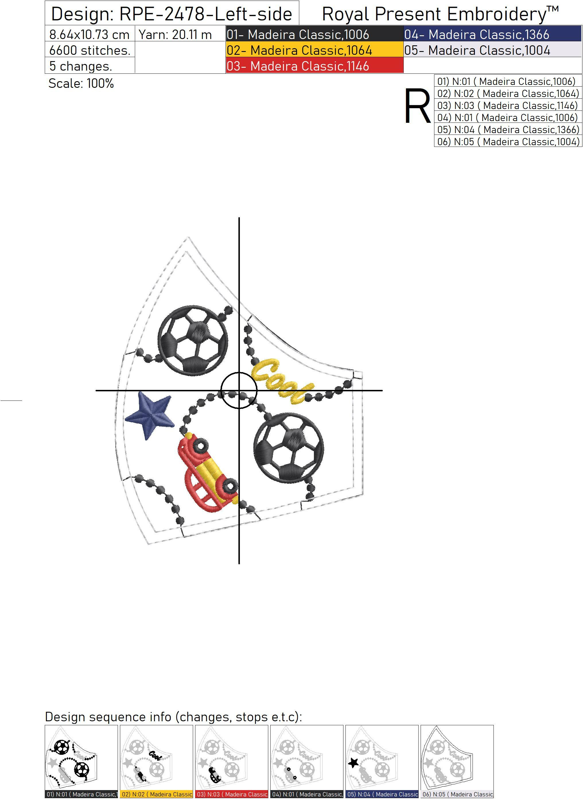 Protective Face Mask for Boys free machine embroidery design 3 sizes Royal Present Embroidery