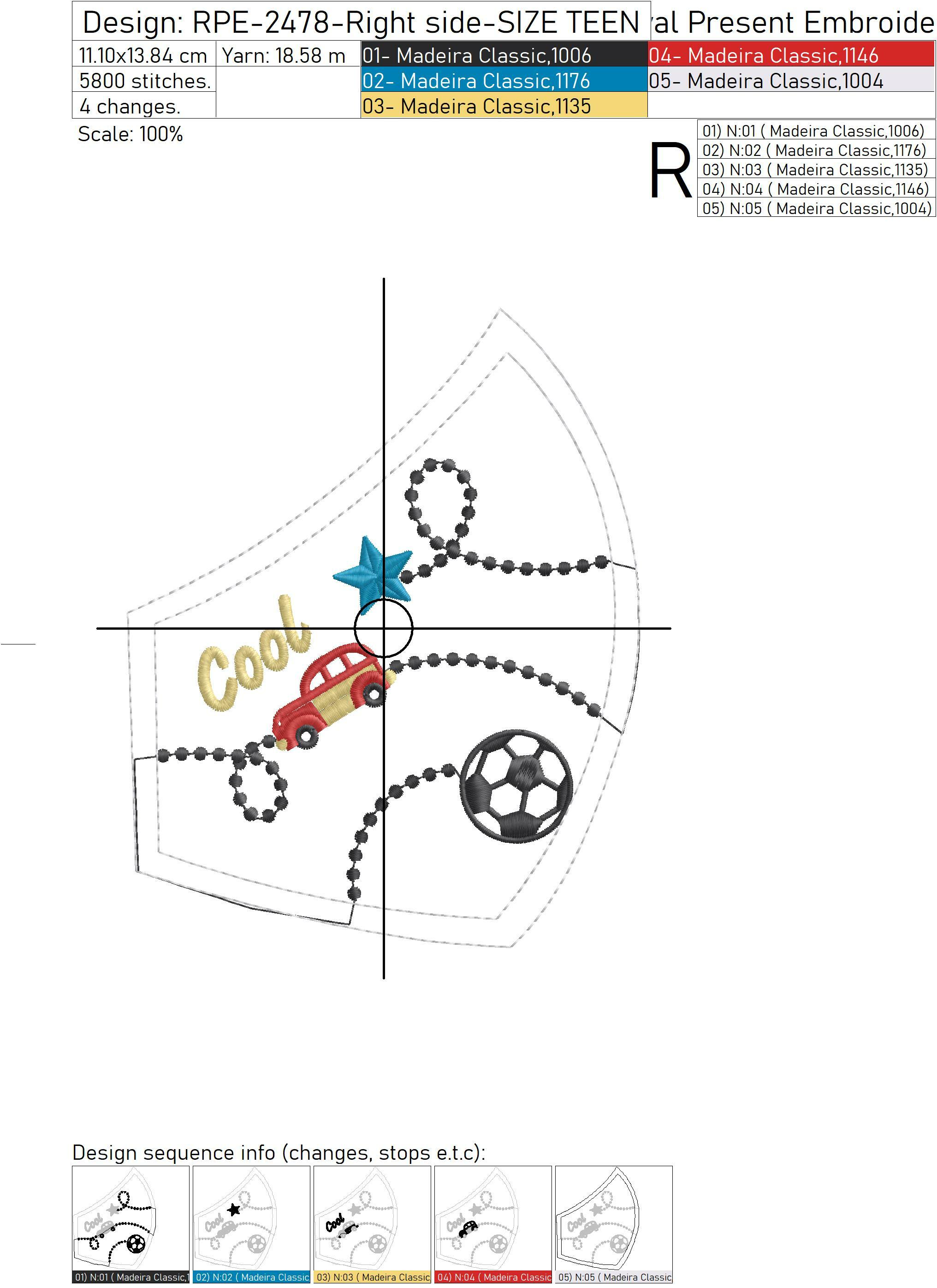 Protective Face Mask for Boys free machine embroidery design 3 sizes Royal Present Embroidery