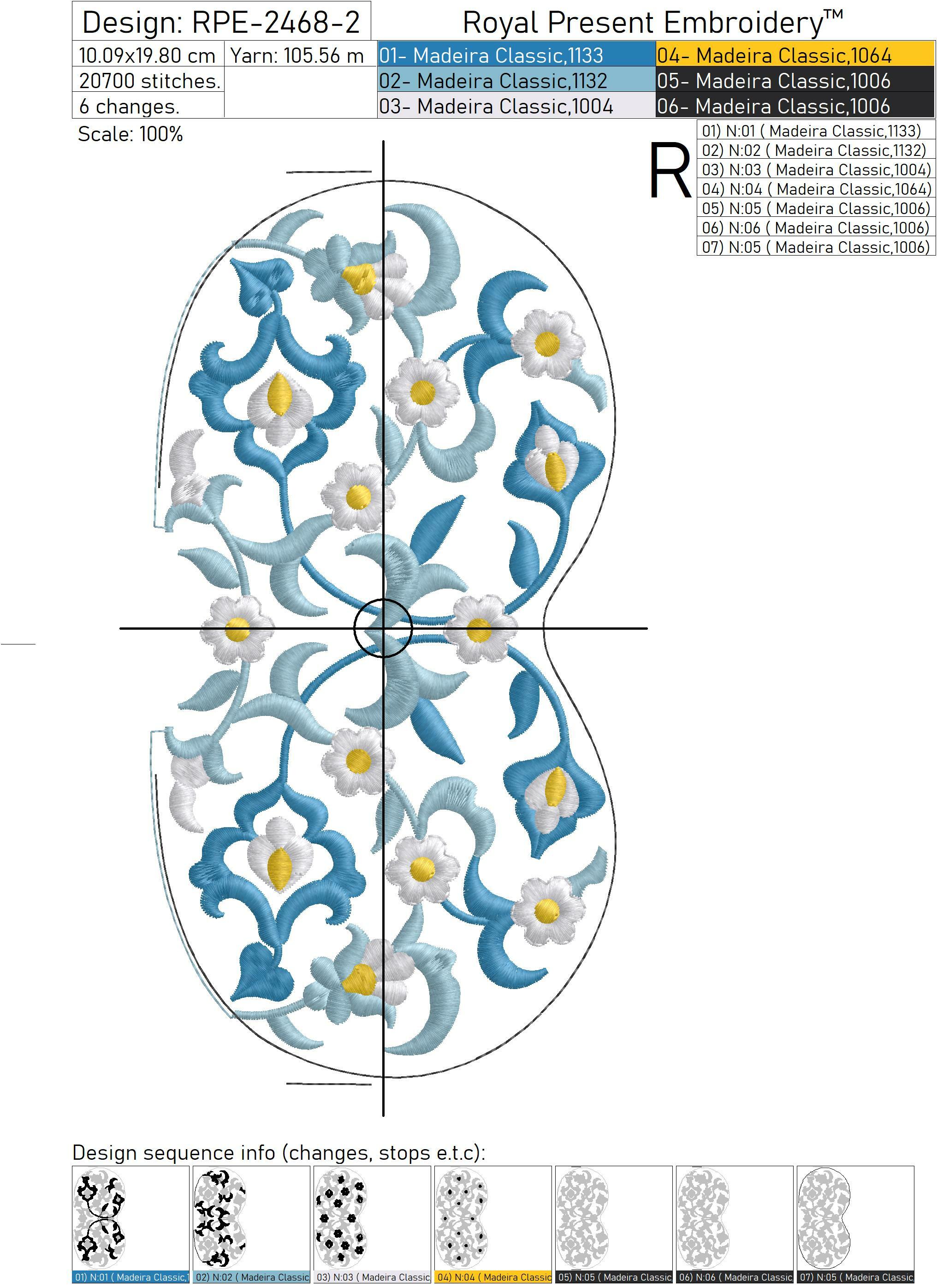 ITH Sleep Mask Oriental Pattern Machine Embroidery Design 3 sizes