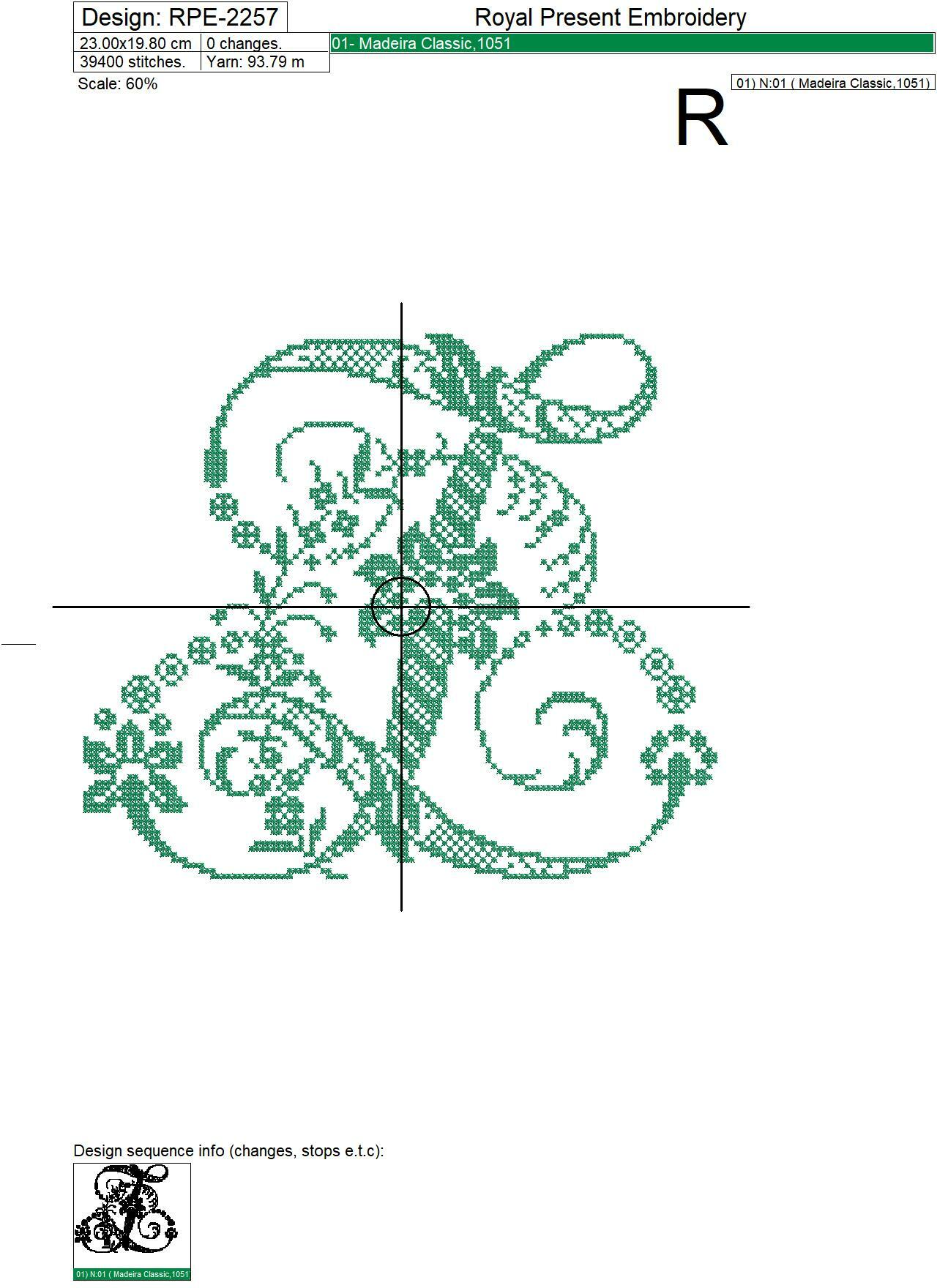 Capital letter Z FREE CrossStitch Machine Embroidery Design Royal