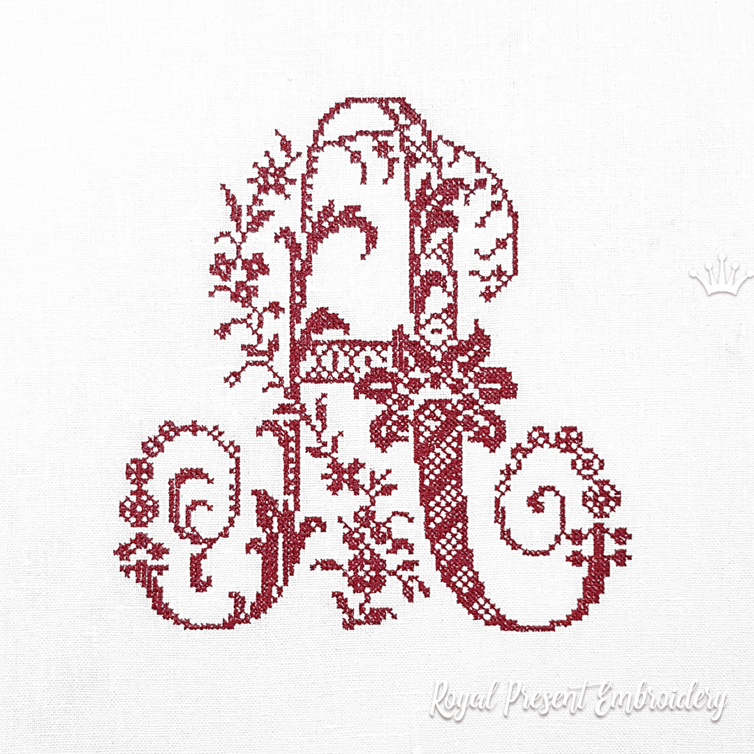 Capital letter A Free CrossStitch Machine Embroidery Design Royal