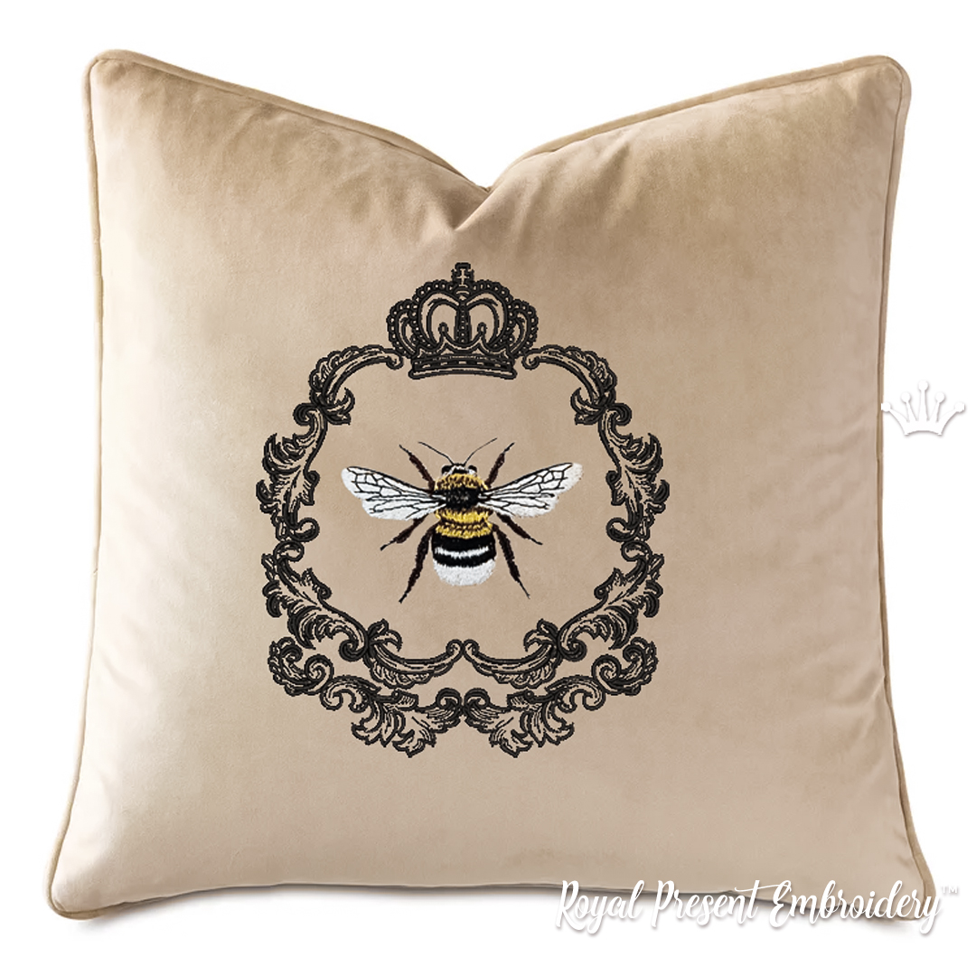 French Machine Embroidery Design Queen Bee 3 sizes Royal Present