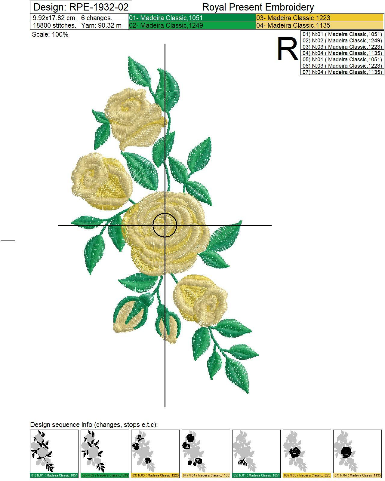 Two bouquets of roses set Royal Present Embroidery