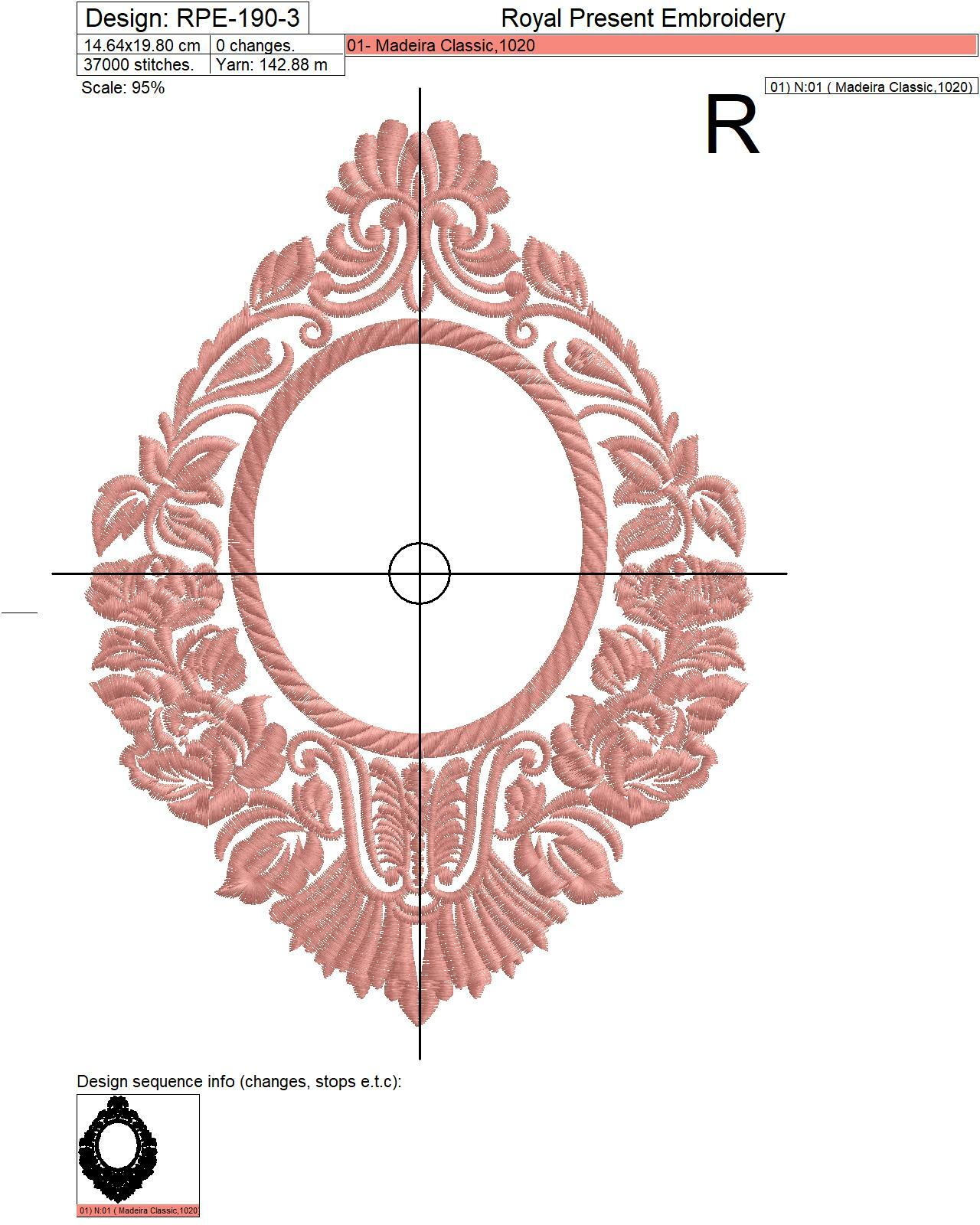 Wedding Damask monogram Blank Machine Embroidery Design 5 sizes