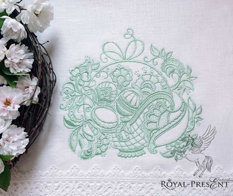 Machine Embroidery Design Lace Easter basket Royal Present Embroidery