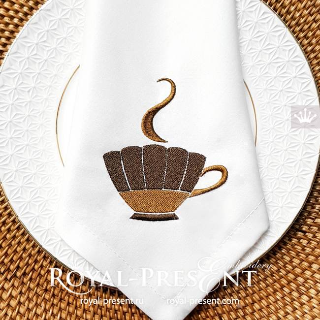 Coffee Cup Embroidery Design Royal Present Embroidery