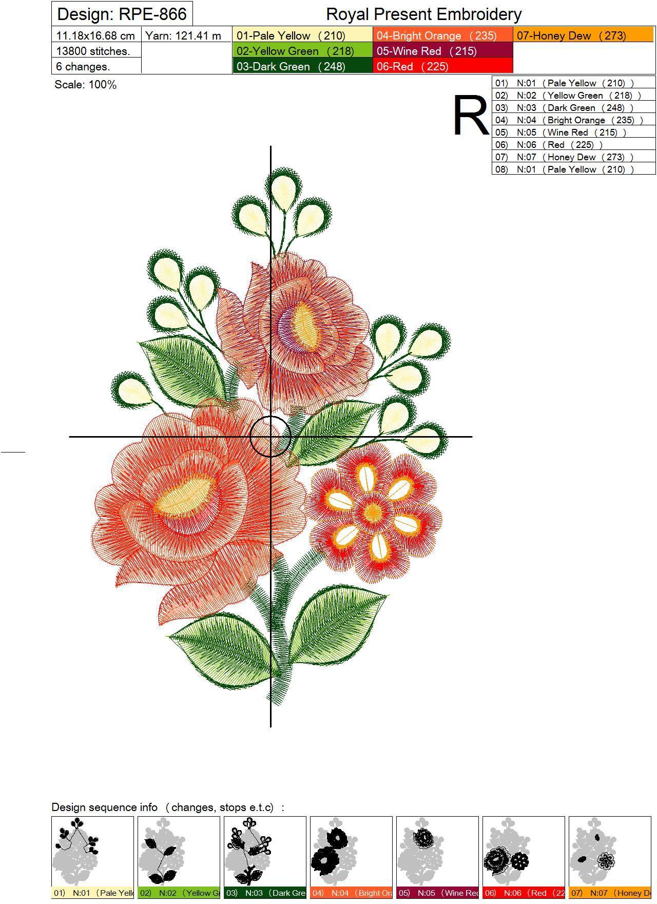 Flowers Free Machine Embroidery Design Royal Present Embroidery
