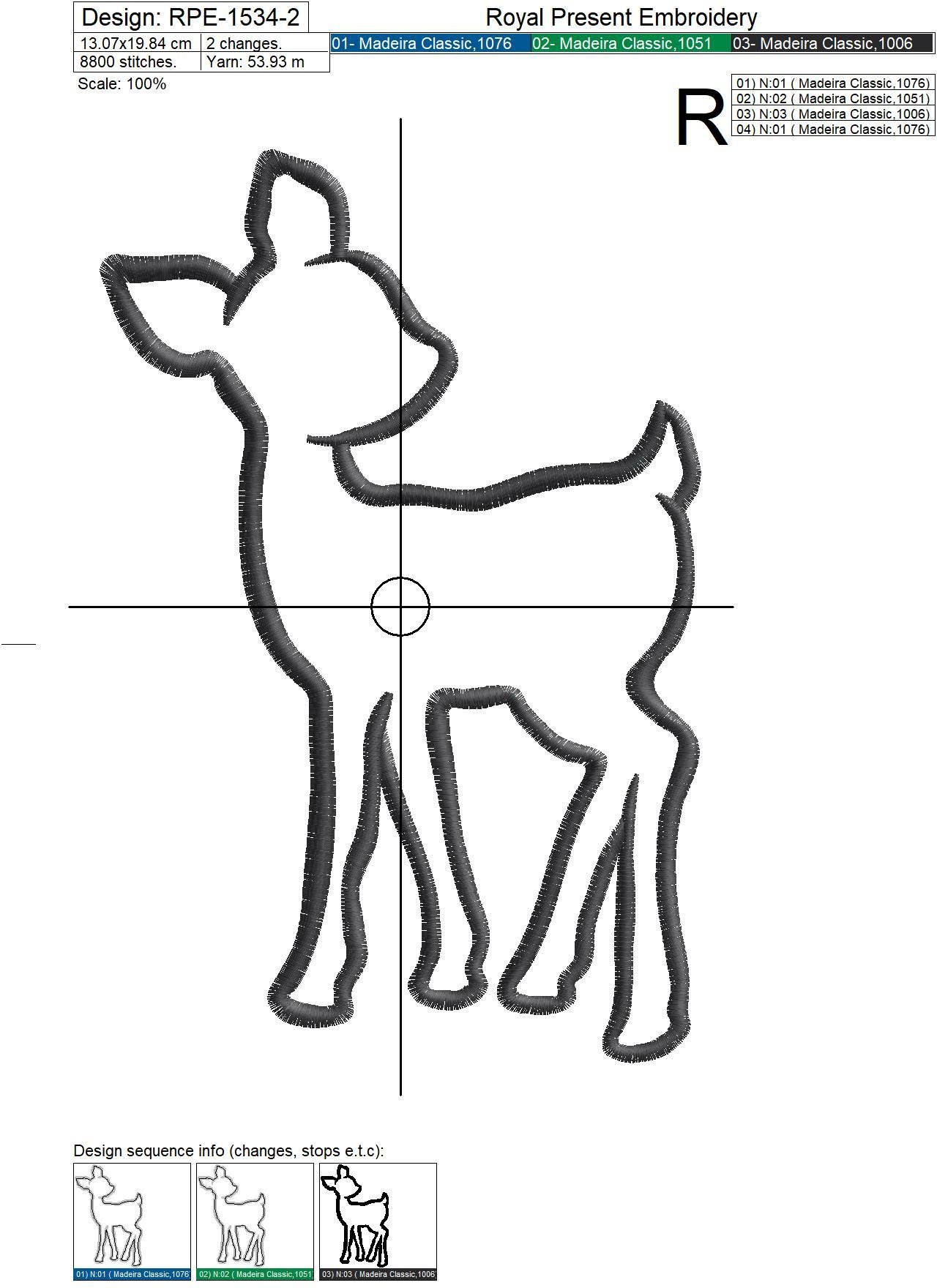 Fawn Applique machine embroidery design 5 sizes Royal Present