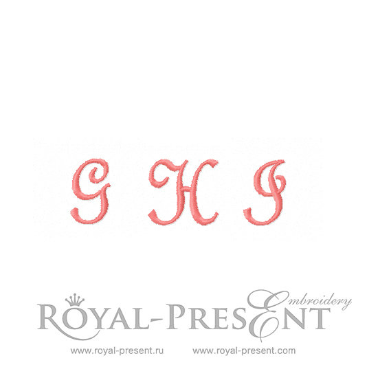 Set of Machine Embroidery Designs French script Capital letters GHI
