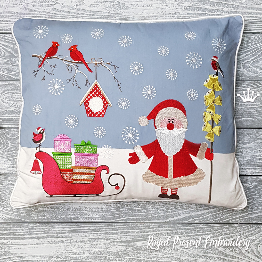 Christmas pillow Machine Embroidery Designs Royal Present Embroidery