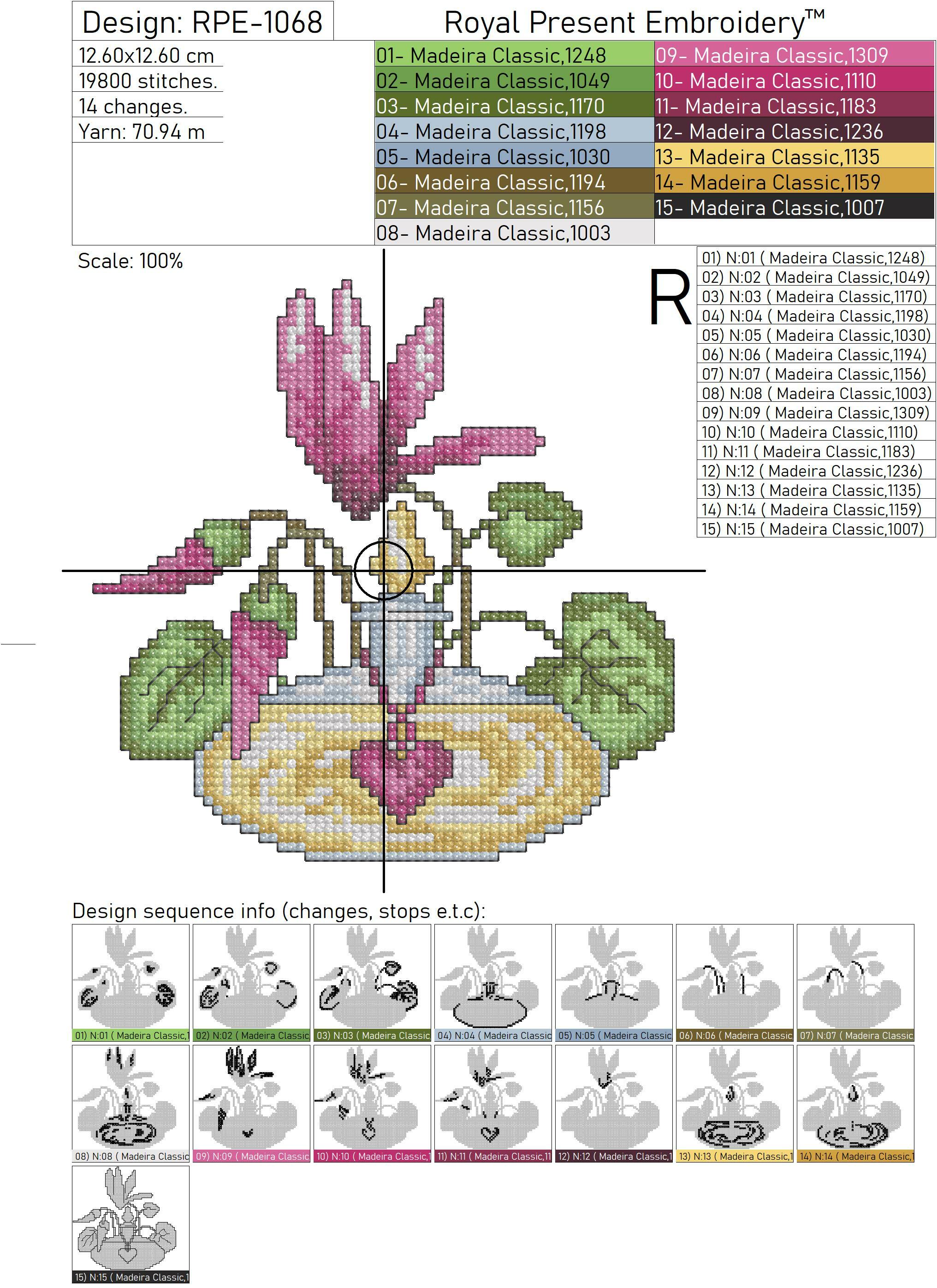 Cyclamen Crossstitch Machine Embroidery Design Royal Present Embroidery