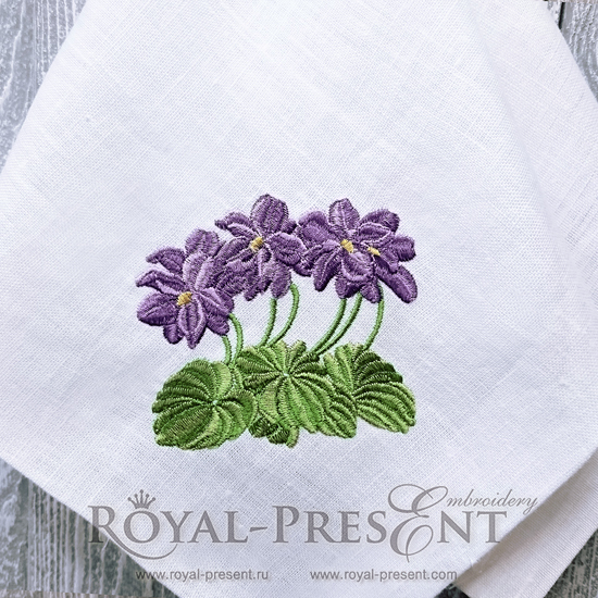 Violet flowers machine embroidery design Royal Present Embroidery