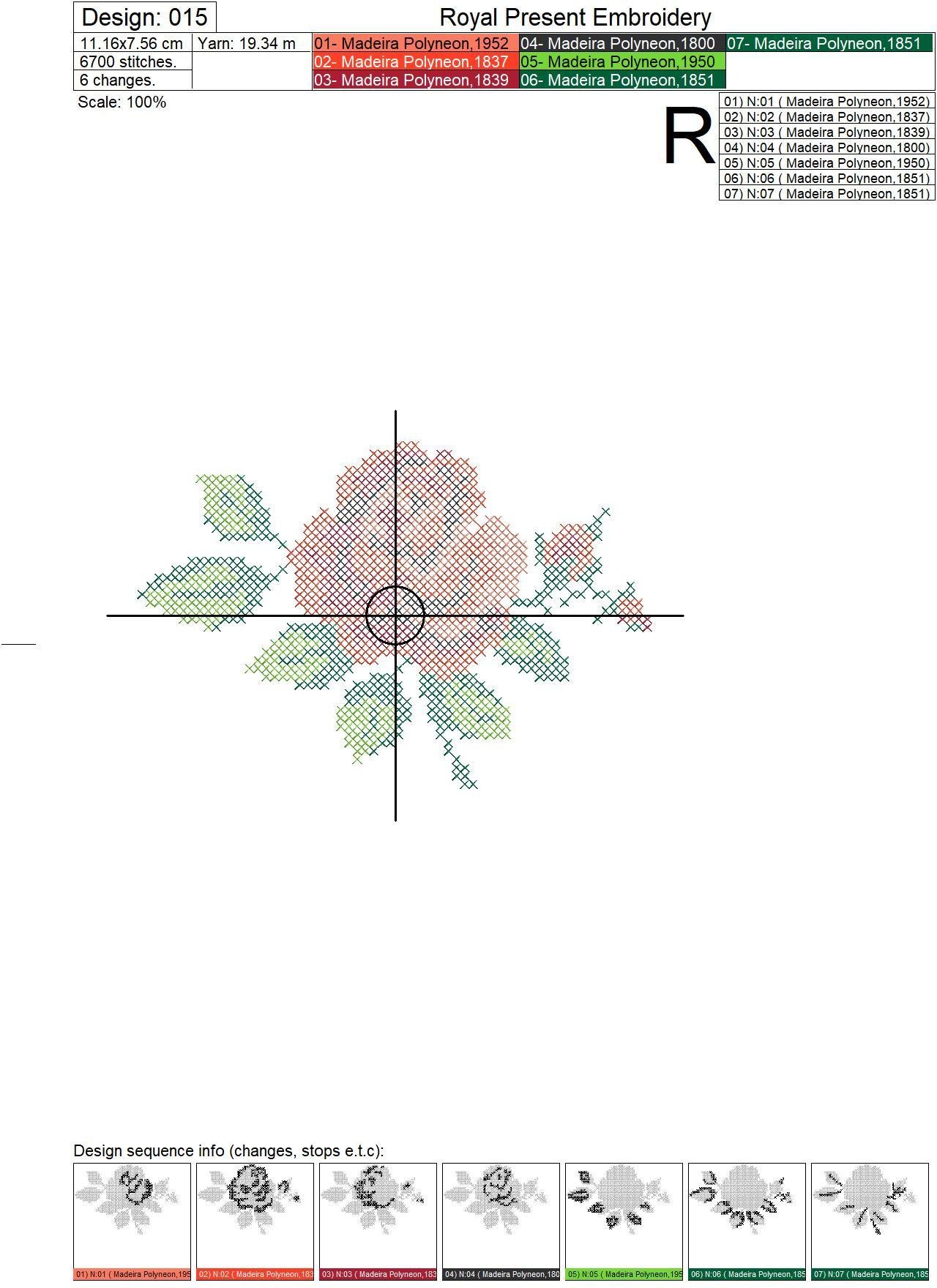 Rose Crossstitch Machine Embroidery Design Royal Present Embroidery