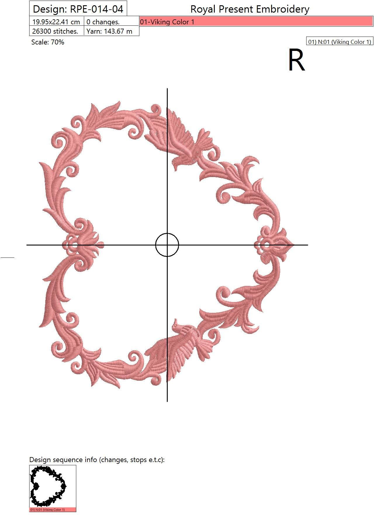 Wedding Monogram Blank Machine Embroidery Design 5 sizes Royal