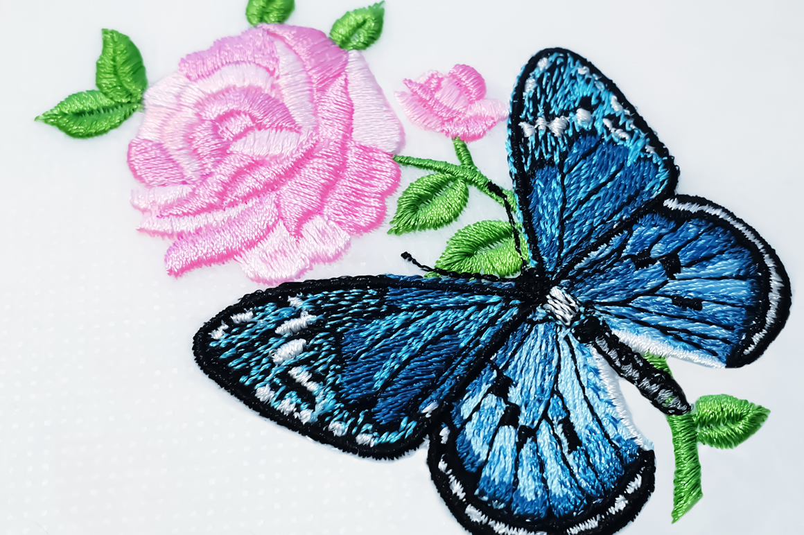 Butterfly on rose Machine Embroidery Design 3 sizes Royal Present