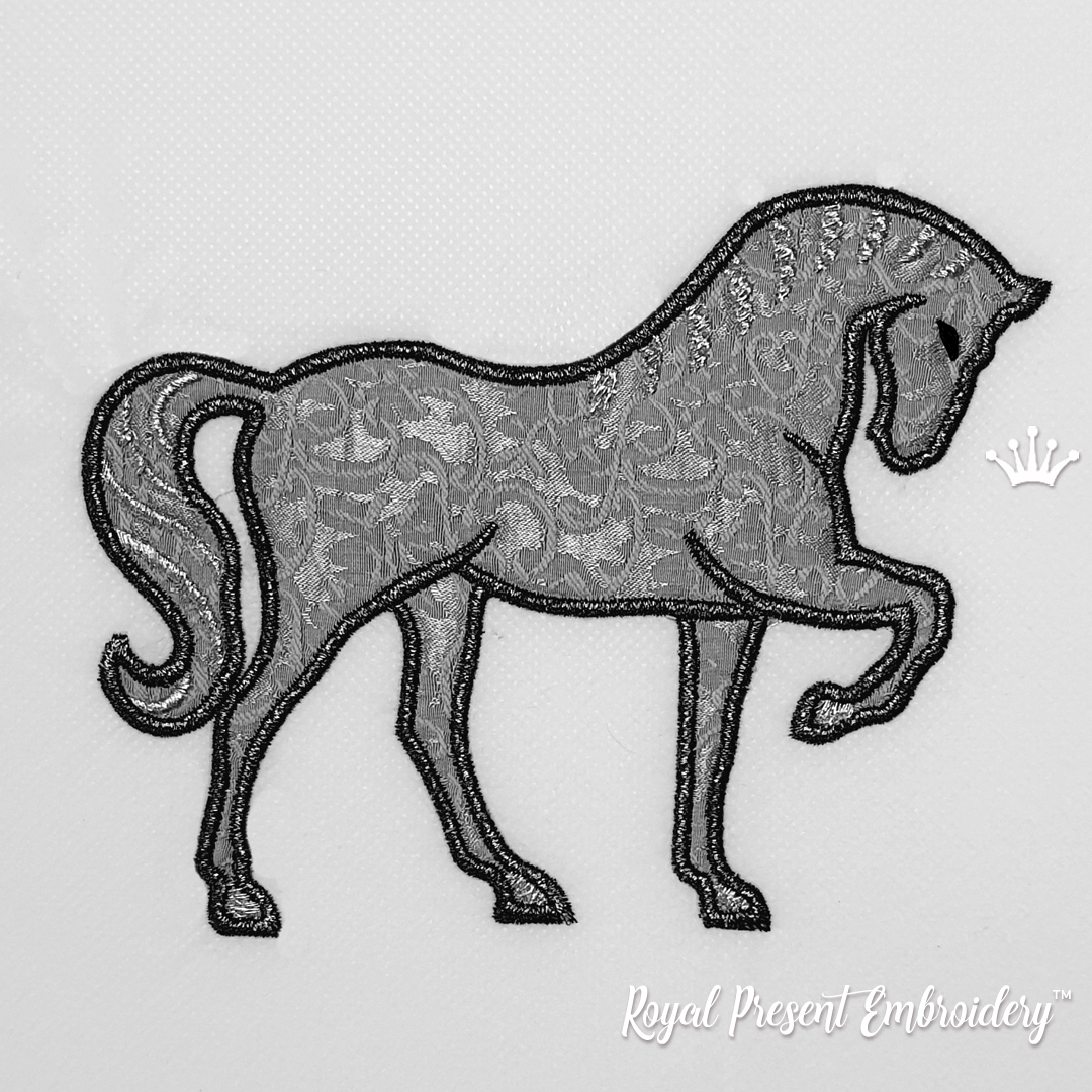 Horse Applique Machine Embroidery Design 5 sizes Royal Present