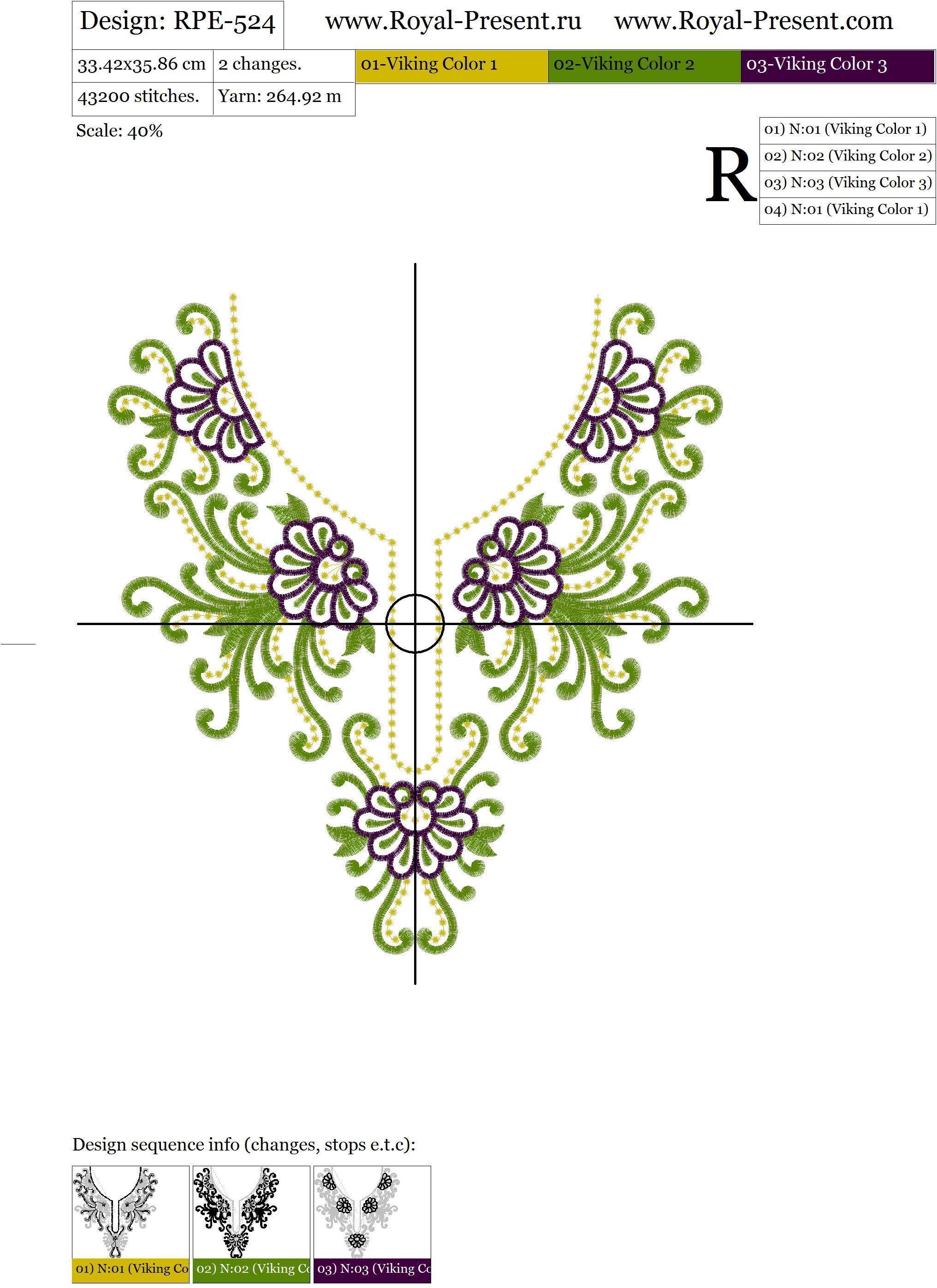 Machine Embroidery Design Green Neckline Royal Present Embroidery