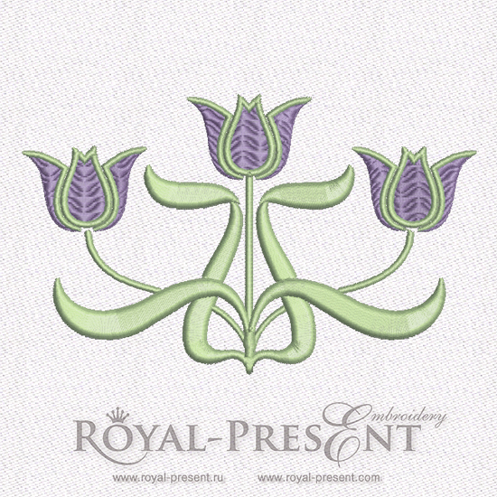 Free Machine Embroidery Design Art Nouveau Tulips Royal Present