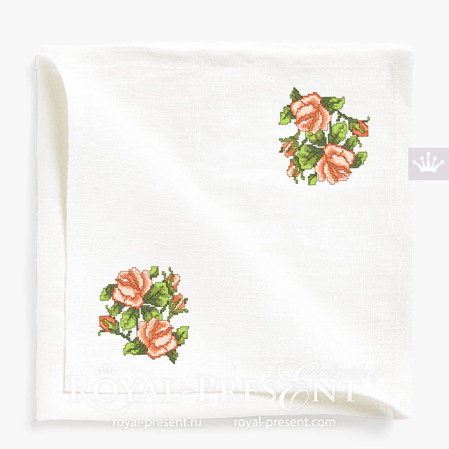 Rose bouquet Crossstitch Machine Embroidery Design Royal Present