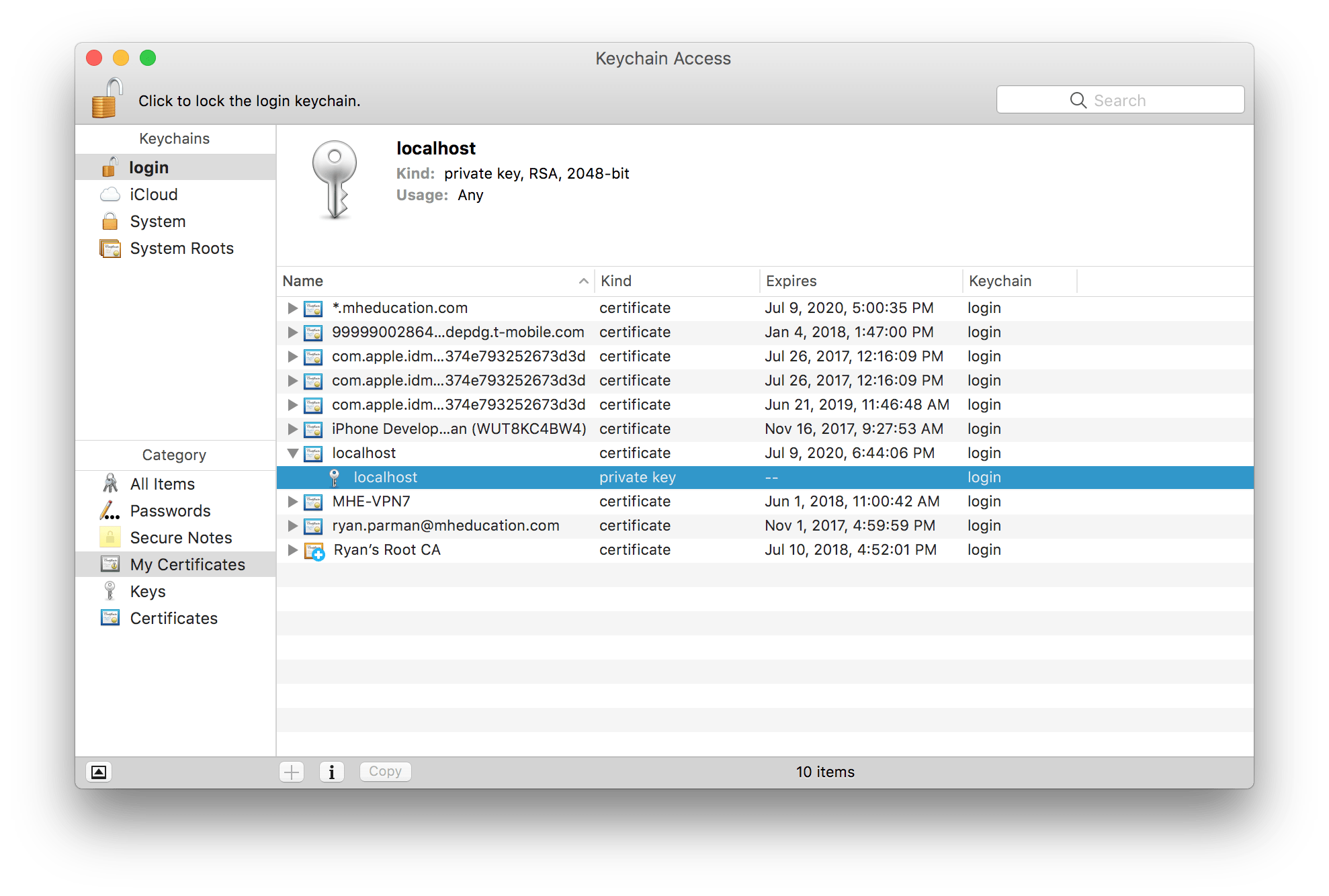Mac keychain access export private key hromcu