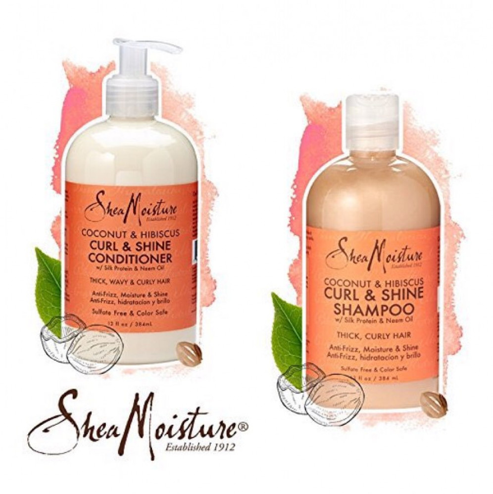 شامبو وبلسم جوز الهند والكركديه للشعر الكيرلي من Shea moisture 90s beauty