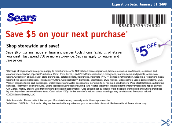 Sears Coupons: Save $29 w/ 2015 Coupon Codes & Discounts