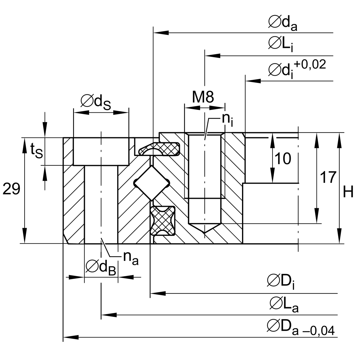 XU080120 Slewing ring, Crossed roller bearing, without gear teeth แจ้ง
