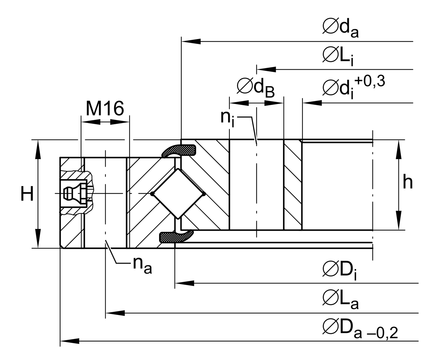 XU120222RR Slewing ring, Crossed roller bearing, without gear teeth