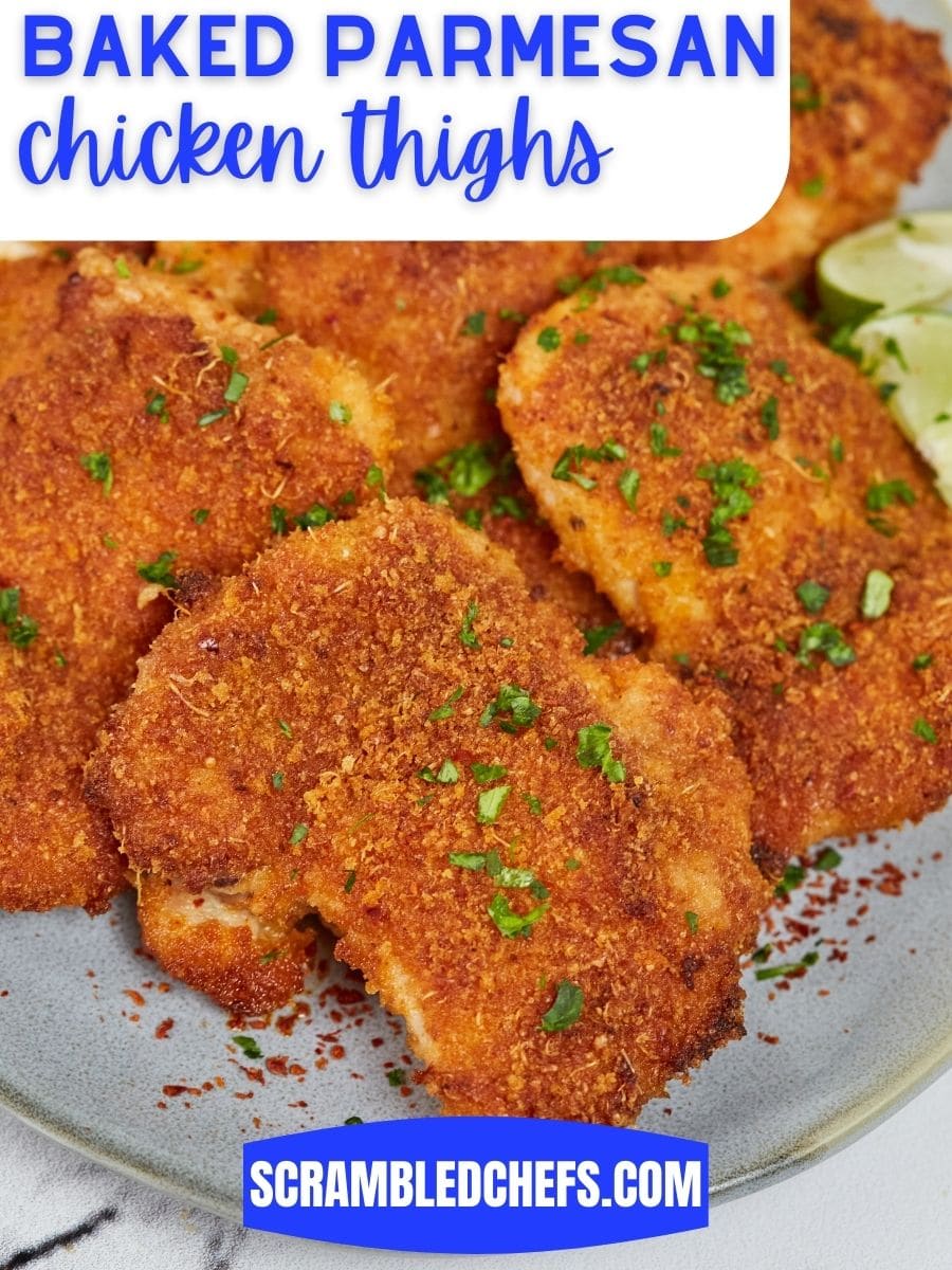Crispy Baked Parmesan Chicken Thighs Recipe Scrambled Chefs