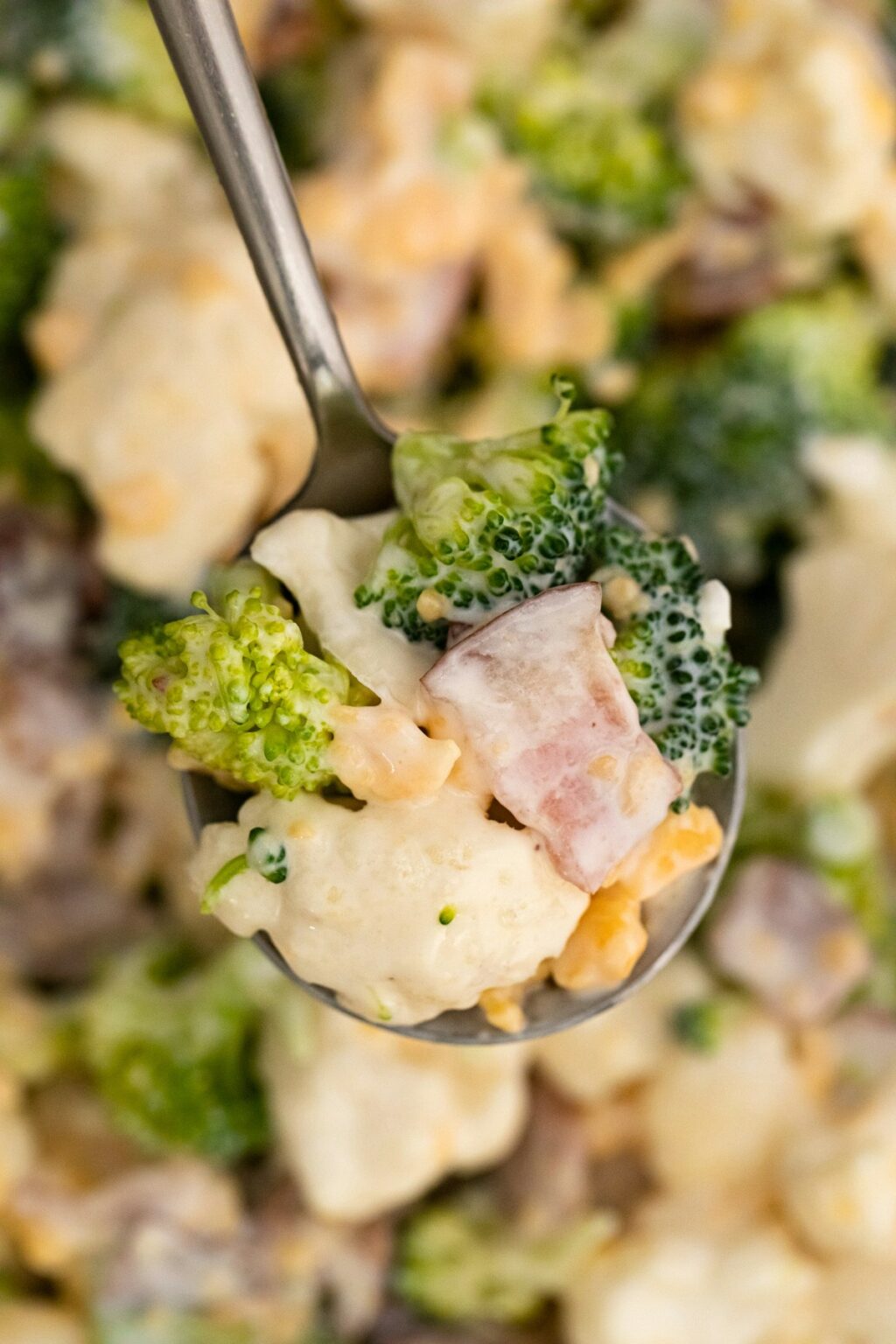 Creamy Broccoli Cauliflower Salad with Bacon Scrambled Chefs