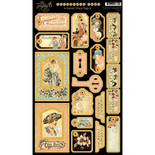 Graphic 45 Ladies' Diary Die Cut Chipboard Tags Two