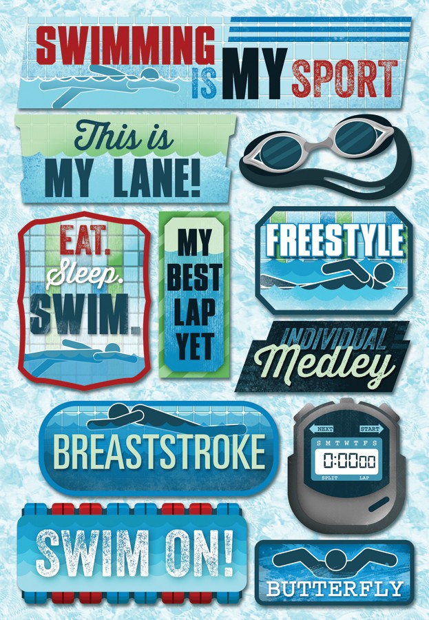 Karen Foster Design Cardstock Stickers Swimming is my Sport
