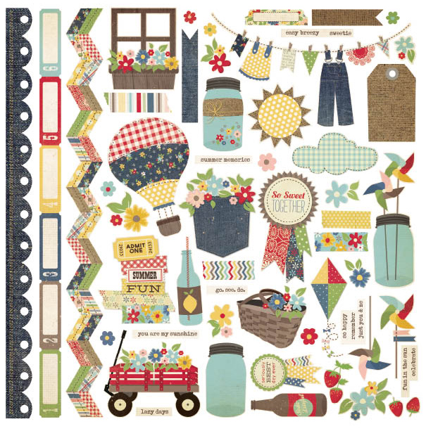 Simple Stories Summer Fresh Collection 12 x 12 Cardstock Stickers