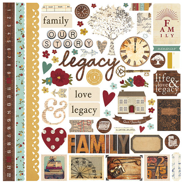 Simple Stories Legacy Collection 12 x 12 Cardstock Stickers