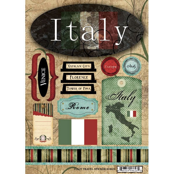 Scrapbook Customs World Collection Italy Cardstock Stickers Travel
