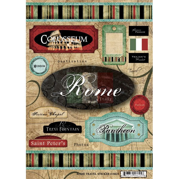 Scrapbook Customs World Collection Italy Cardstock Stickers